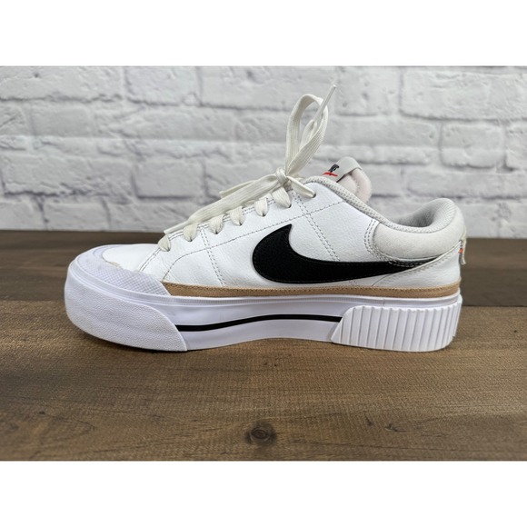 Nike Court Legacy Lift Platform White Black Women's Sneakers Shoes 8 DM7590-100 - Picture 9 of 13